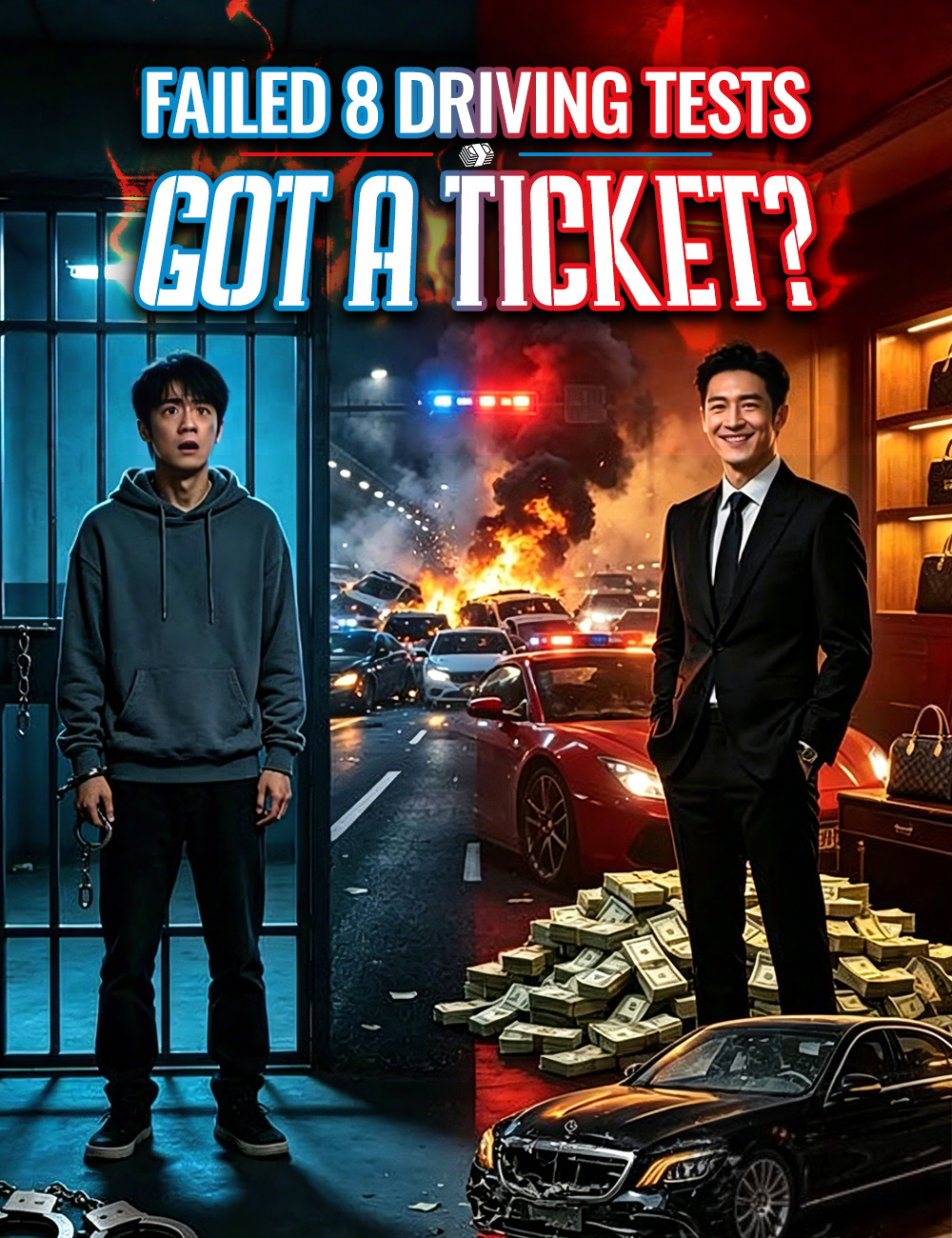 Poster Failed 8 Driving Tests, Got a Ticket?