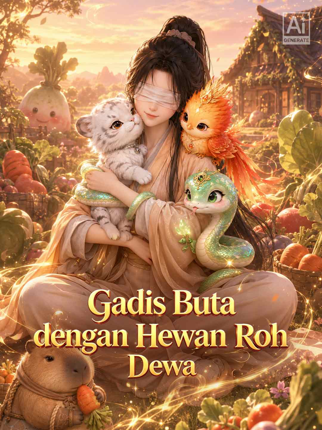 Poster Gadis Buta dengan Hewan Roh Dewa