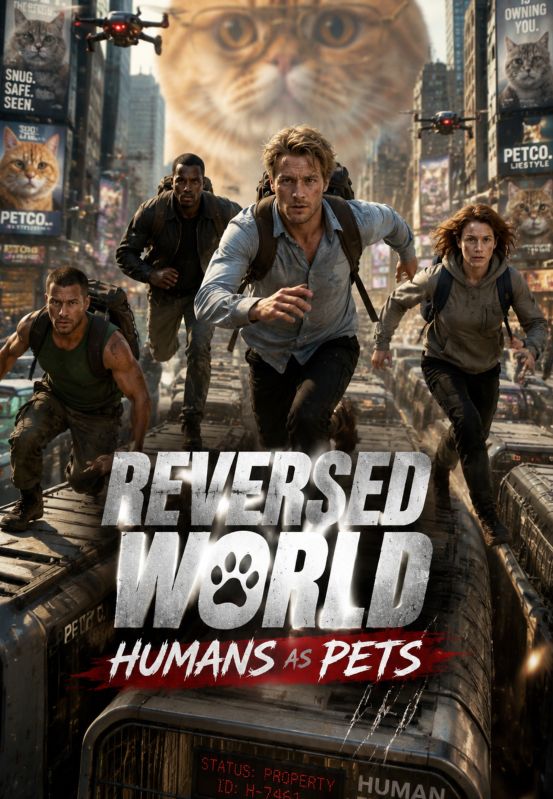 Poster Reversed World: Humans as Pets